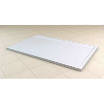 Cadita de dus dreptunghiulara SanSwiss ILA WIA 80x100cm slim marmura sintetica alb