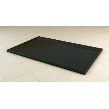 Cadita de dus dreptunghiulara SanSwiss ILA WIA 80x100cm slim marmura sintetica negru