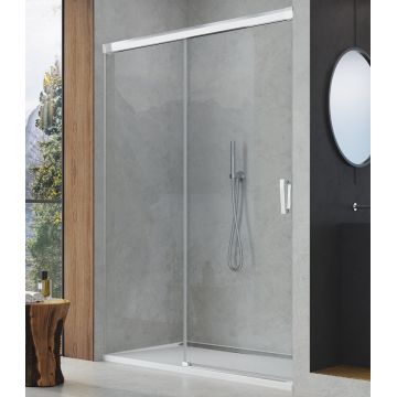 Usa de dus culisanta Sanswiss Cadura 110cm stanga sticla securizata transparenta profil slefuit lucios