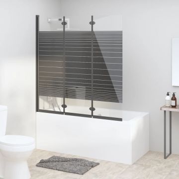 vidaXL Cabină de duș pliabilă, 3 panouri, negru, 130x130 cm, ESG