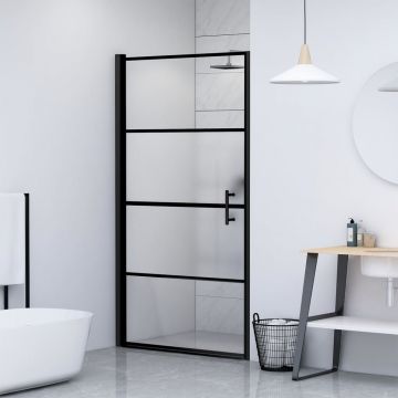 vidaXL Ușă de duș, 100x178 cm, negru, sticlă securizată semi-mată