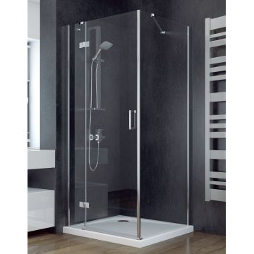 Cabina de dus patrata Besco Viva 80x80x195 cm profil crom sticla transparenta securizata de 8 mm orientare stanga