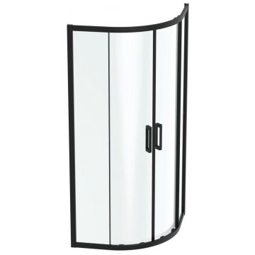 Cabina de dus semirotunda Ideal Standard Connect 2 90x90cm usi culisante sticla 6mm tratata IdealClean profil negru mat la reducere