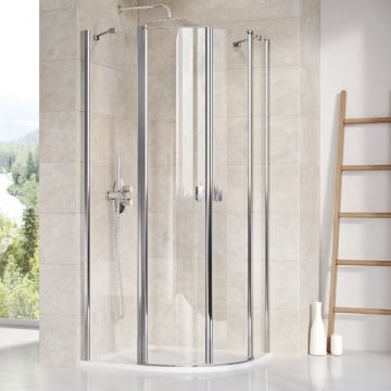 Cabina de dus semirotunda Ravak Concept Chrome CSKK4-80 80x80cm alb la reducere