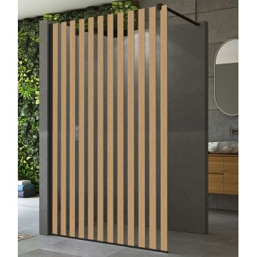 Cabina de dus Walk-in Sanswiss Easy Japan profil negru 100 cm sticla 8 mm