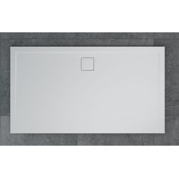 Cadita de dus dreptunghiulara SanSwiss Livada W20A 70x120 cm slim marmura sintetica scurgerea pe latura lunga alb