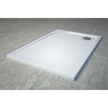 Cadita de dus dreptunghiulara SanSwiss Tracy WAA 80x120cm slim marmura sintetica alb