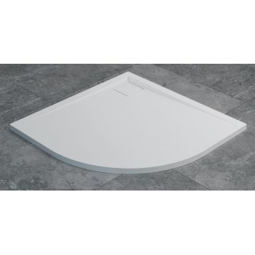 Cadita de dus semirotunda SanSwiss Livada W20A 80x80 cm slim marmura sintetica alb