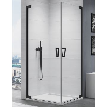 Usa de dus batanta Sanswis Cadura 90cm stanga sticla securizata transparenta 6mm profil negru mat