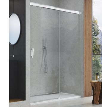 Usa de dus culisanta Sanswiss Cadura 160cm dreapta sticla securizata transparenta profil slefuit lucios