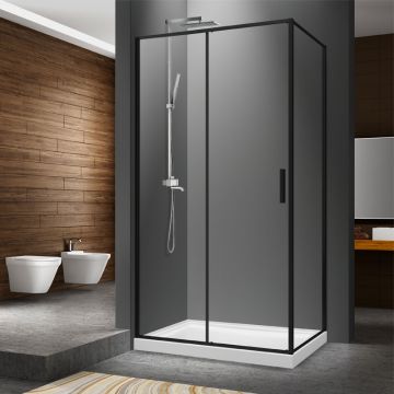 Cabina de dus Mediterraneo Petra Black 120x90 cm Negru ieftina