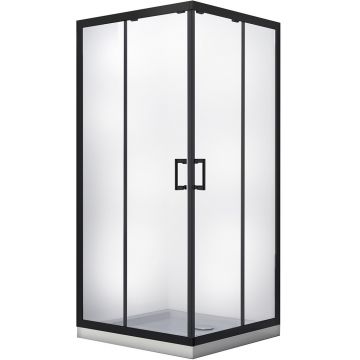 Cabina de dus patrata Besco Modern 80x80 tratata anticalcar profil negru