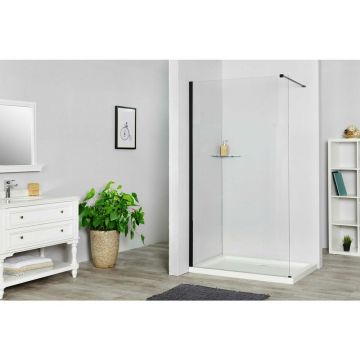 Paravan de dus tip Walk-in Rune Sena 110x200 cm profil negru mat