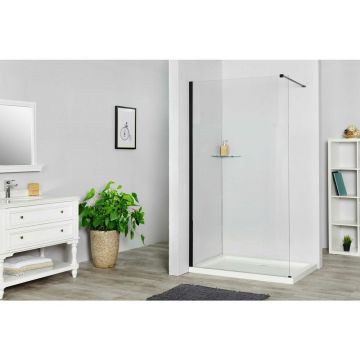 Paravan de dus tip Walk-in Nadi Sena 70x200 cm profil negru mat