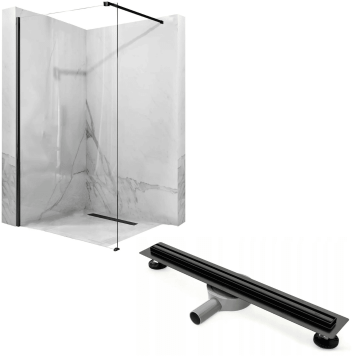 Set Paravan Walk-InAero 100 cm si rigola Neo Slim 70 cm Rea Negru