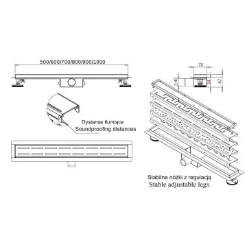 Set rigola pentru dus cu capac Greek - 100 cm