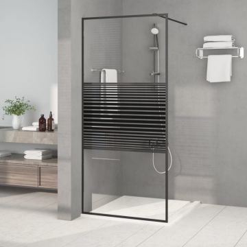 vidaXL Paravan de duș walk-in negru 90x195 cm sticlă ESG transparentă