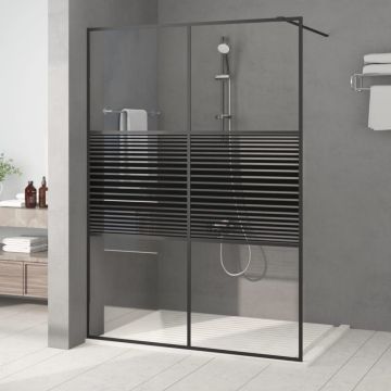 vidaXL Paravan duș walk-in negru 140x195 cm sticlă ESG transparentă