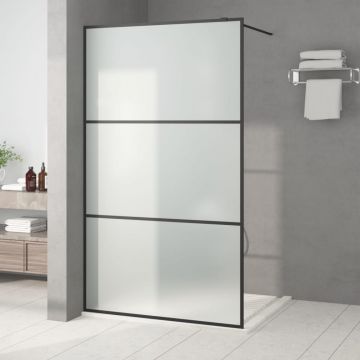 vidaXL Perete cabină duș walk-in negru 115x195 cm sticlă ESG mată