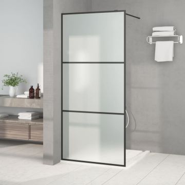 vidaXL Perete cabină duș walk-in negru 90x195 cm sticlă ESG mată