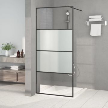 vidaXL Perete cabină duș walk-in negru 90x195 cm sticlă ESG semi-mată
