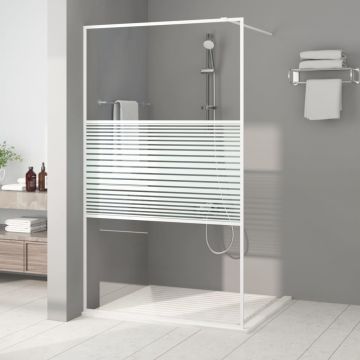 vidaXL Perete de duș walk-in, alb, 115x195 cm, sticlă ESG transparentă