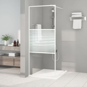 vidaXL Perete de duș walk-in, alb, 80x195 cm, sticlă ESG transparentă