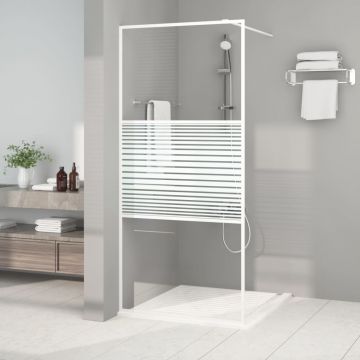 vidaXL Perete de duș walk-in, alb, 90x195 cm, sticlă ESG transparentă