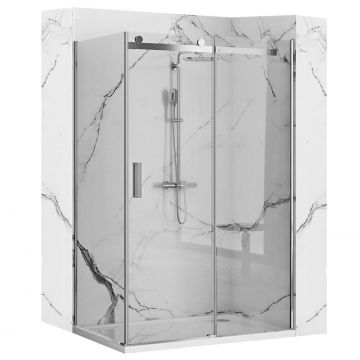 Cabină de duș Rea Nixon 80x100 cm crom, profil stânga