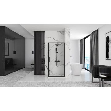 Cabina de dus dreptunghiulara cu usa pivotanta Rea Rapid Swing 120x100 negru ieftina