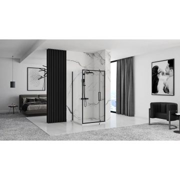 Cabina de dus dreptunghiulara cu usa pivotanta Rea Rapid Swing 120x90 negru ieftina