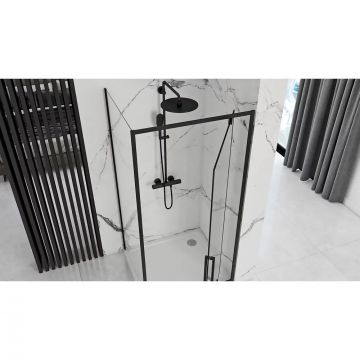 Cabina de dus dreptunghiulara cu usa pivotanta Rea Rapid Swing 70x100 negru ieftina