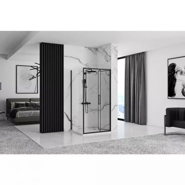 Cabina de dus dreptunghiulara cu usa pliabila Rea Rapid Fold 100x90 negru