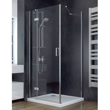 Cabina de dus patrata Besco Viva 80x80x195cm profil crom sticla transparenta securizata de 8 mm orientare dreapta