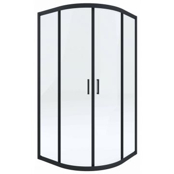 Cabina de dus semirotunda Deante Funkia negru cu usi culisante 80x80 cm