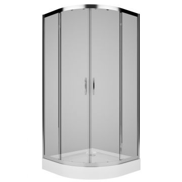 Cabina de dus semirotunda Kolo Rekord 90x90cm complet echipata cu cadita de dus si sifon