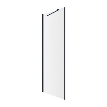 Paravan cabina de dus, perete lateral Omnires Manhattan 80 cm sticla 6 mm negru mat/transparent