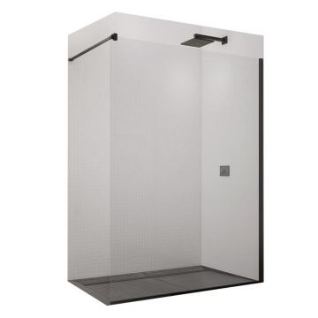 Paravan de dus Walk-In SanSwiss Easy 110 x 200 cm Negru Mat