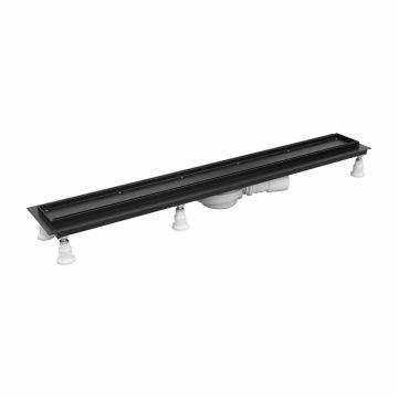 Set rigola pentru dus cu capac faiantabil Omnires Lowfix 60 cm negru