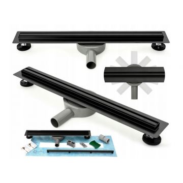 Set rigola pentru dus cu capac Neo Slim Pro Negru - 100 cm