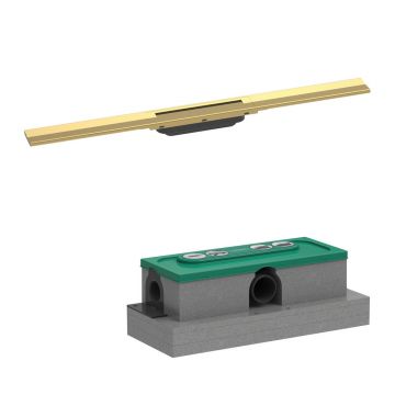 Set rigola pentru dus plus capac Hansgrohe RainDrain Flex ajustabil 80 cm auriu lucios