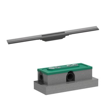 Set rigola pentru dus plus capac Hansgrohe RainDrain Flex ajustabil 80 cm negru - crom periat