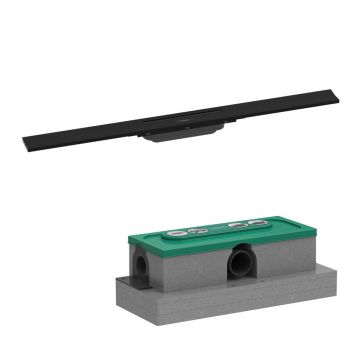Set rigola pentru dus plus capac Hansgrohe RainDrain Flex ajustabil 80 cm negru mat