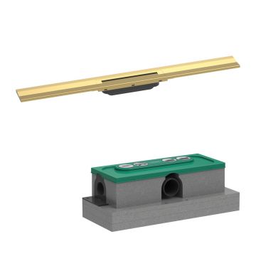 Set rigola pentru dus plus capac Hansgrohe RainDrain Flex ajustabil auriu lucios 80 cm