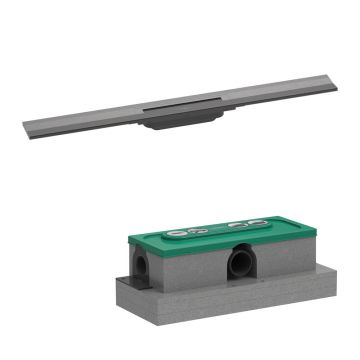Set rigola pentru dus plus capac Hansgrohe RainDrain Flex ajustabil negru - crom periat 80 cm