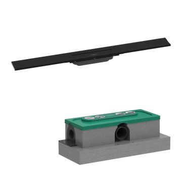 Set rigola pentru dus plus capac Hansgrohe RainDrain Flex ajustabil negru mat 80 cm