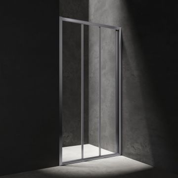Usa de dus culisanta 3 panouri Omnires Bronx 80 cm sticla 4 mm transparent