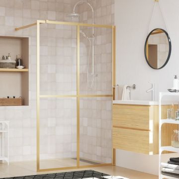 vidaXL Paravan de duș walk-in auriu 115x195 cm sticlă ESG transparentă