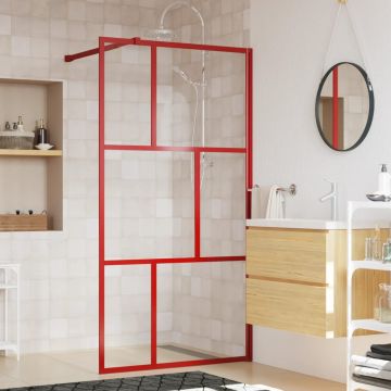 vidaXL Paravan de duș walk-in roșu 115x195 cm sticlă ESG transparentă
