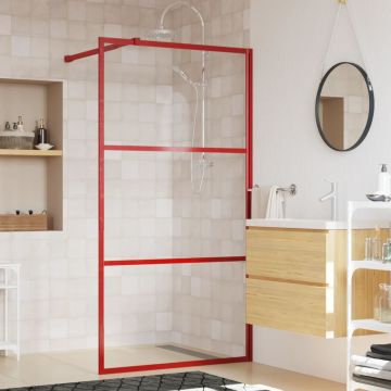 vidaXL Paravan de duș walk-in roșu 115x195 cm sticlă ESG transparentă